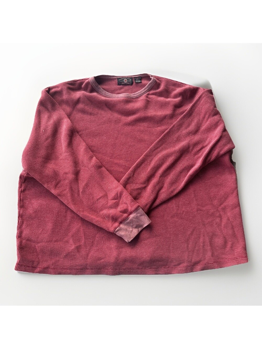 VTG American Eagle Adult Size Large Red Waffle Knit Henley Shirt Warm Thermal